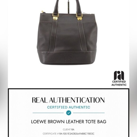 Vintage Loewe Gray Leather Top Handle Purse w/ COA - made in Spain 🇪🇸 - Picture 15 of 16